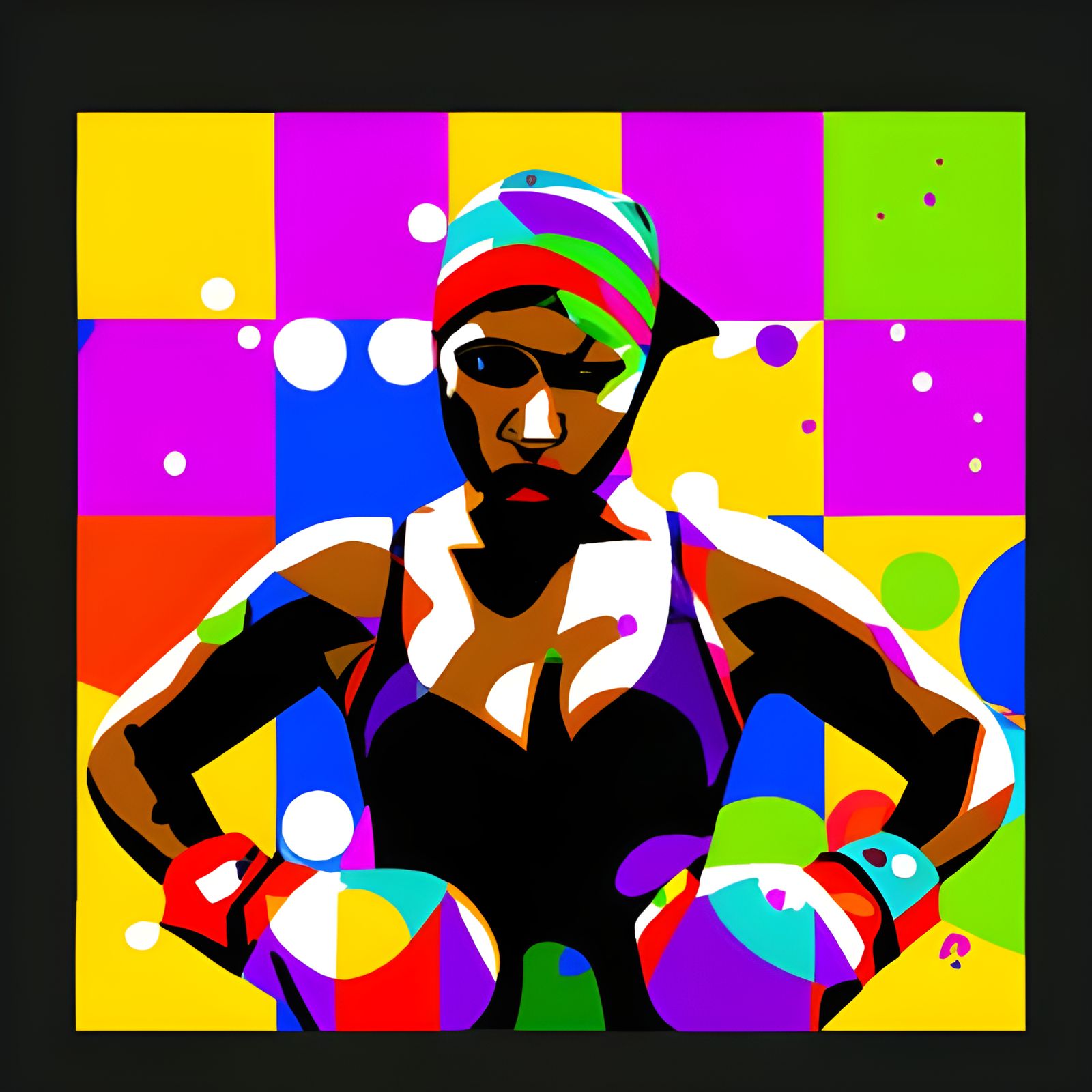 Pop Art Black Female Boxer in Geometric Style