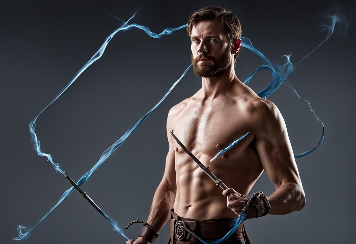 Warlock Casting Spell in Medieval City, Digital Illustration