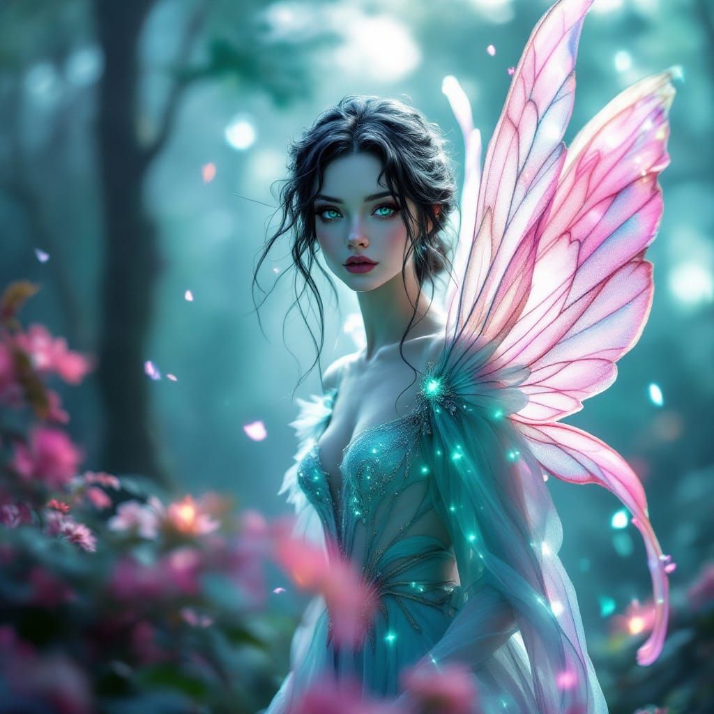 Photorealistic Fairy in Enchanted Forest