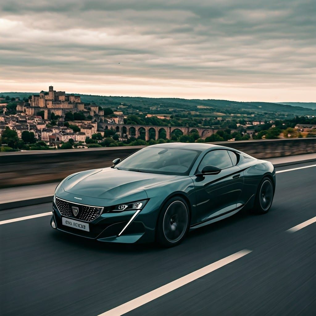 Peugeot Concept Car on Scenic Route, Film Still