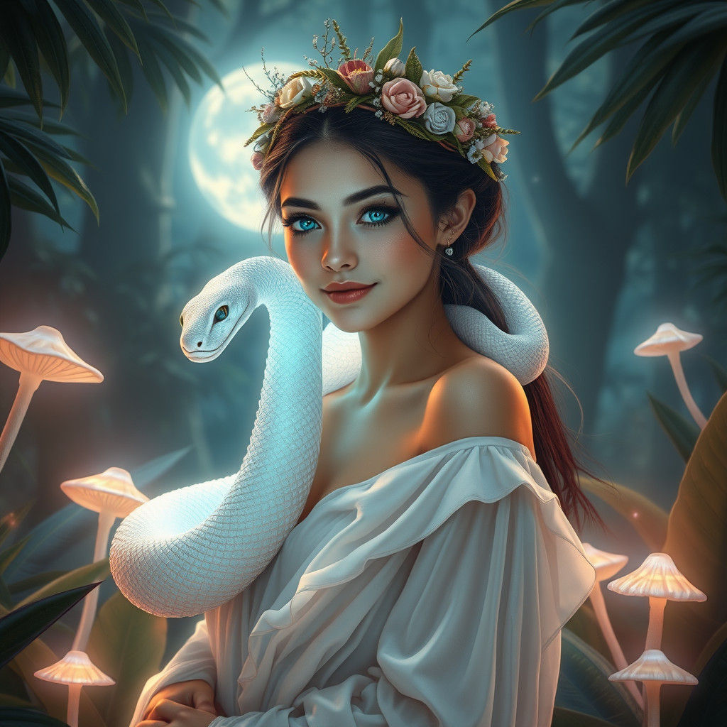 Moonlit Enchantress: The Serpent Queen of the Mystical Forest