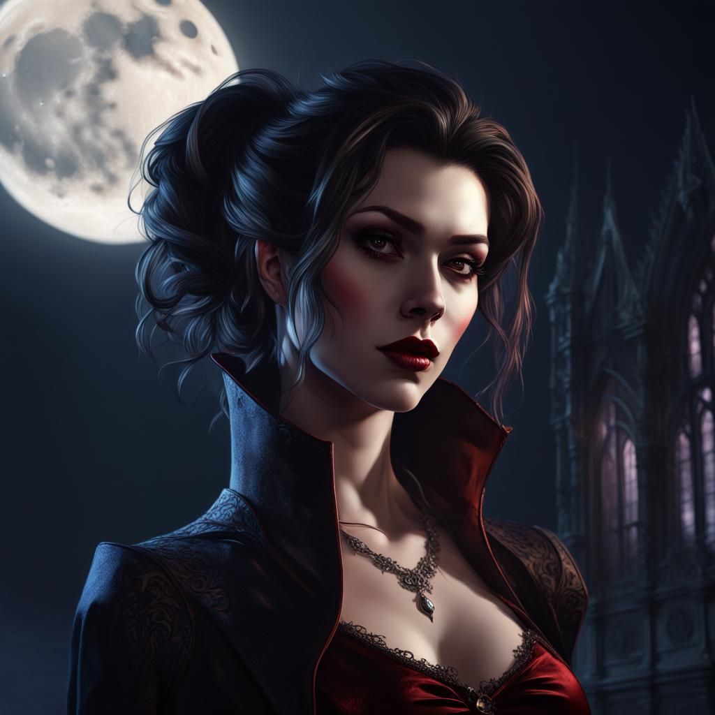 Enigmatic Gothic Vampire in Moonlight