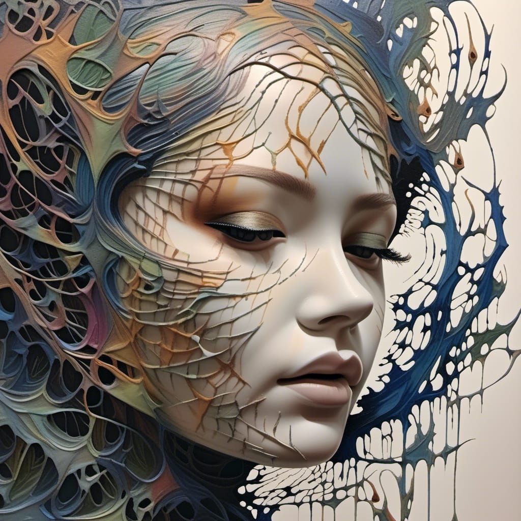 Hidden Fairy Scene in Hyperrealistic Impasto Painting