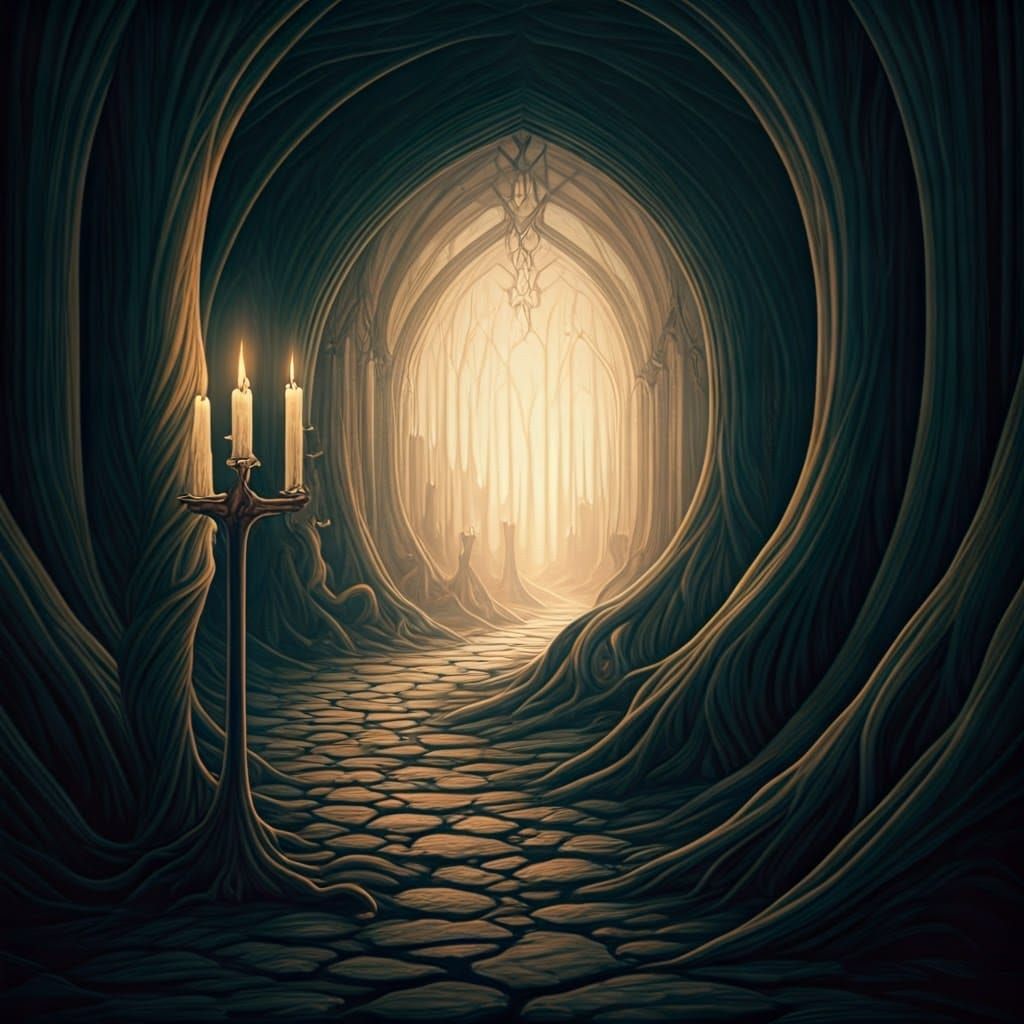 Surreal Dark Fantasy Landscape in Dreamlike Style