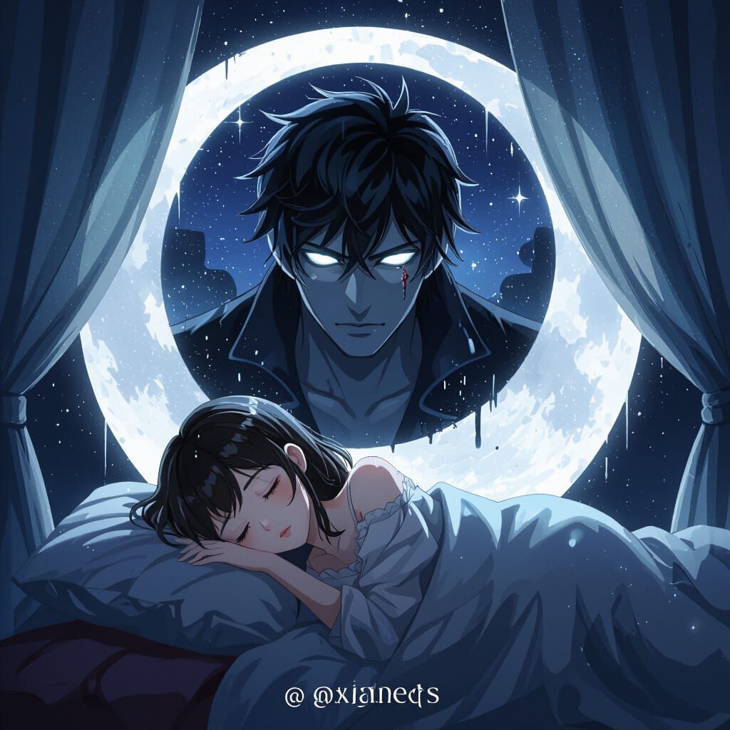 Dark Romantic Fantasy: Girl Sleeps Under Moonlight