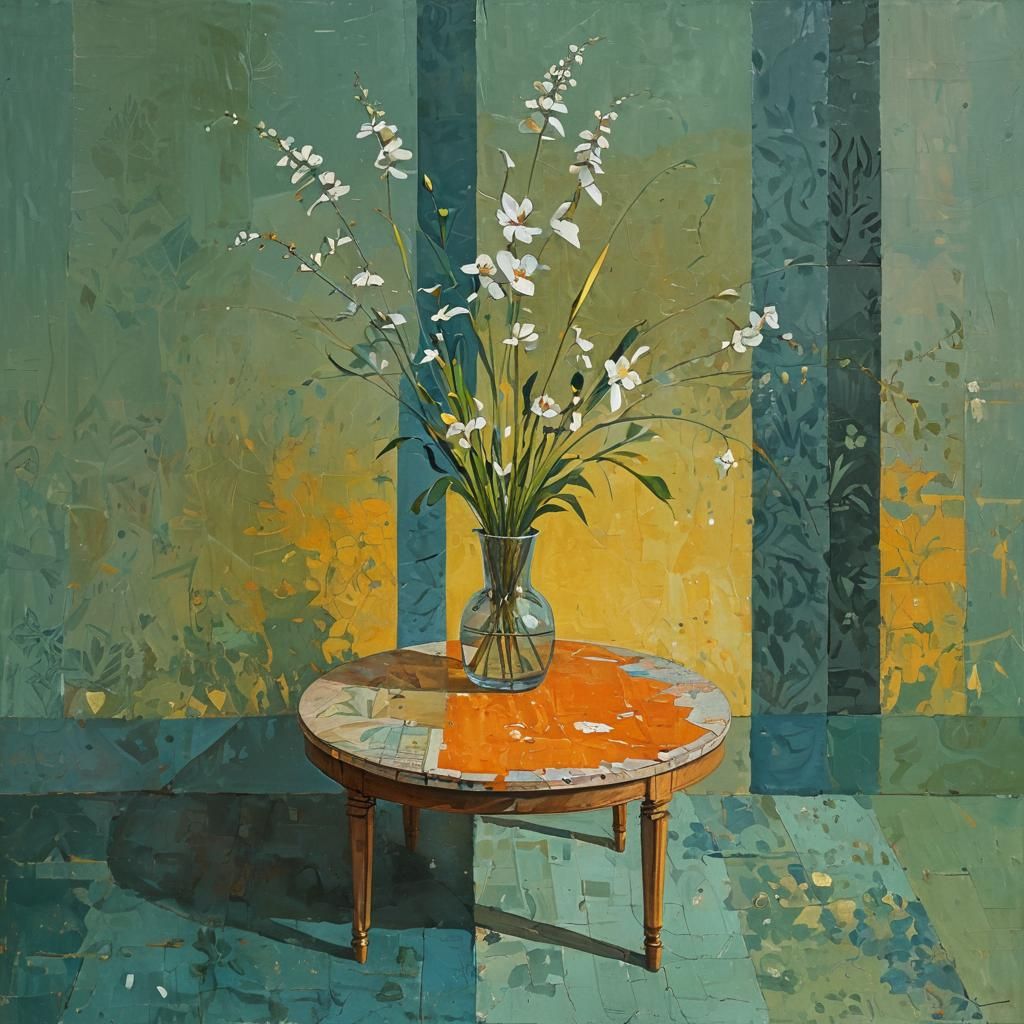 Detailed Floral Oil Painting with Varied Art Styles