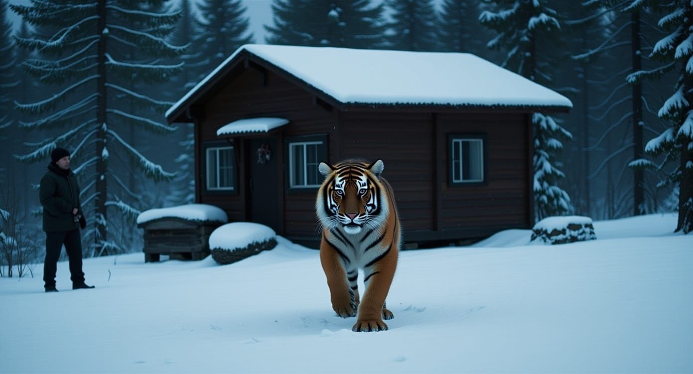 Wounded Amur Tiger Seeks Hunter's Aid in Taiga