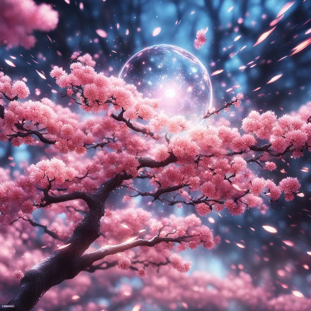 Epic Sakura Flower in Anime Style Illustration