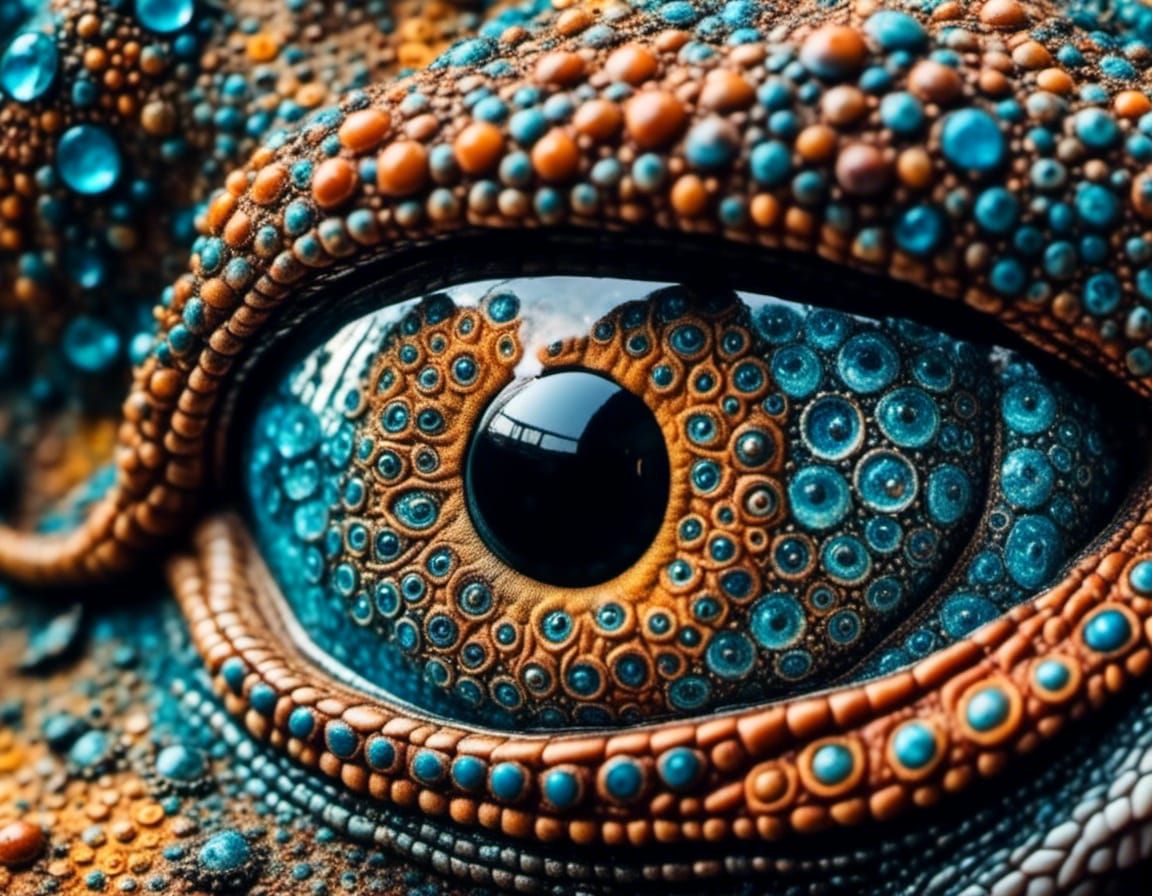 Macro Portrait: Lizard with Detailed Eyes