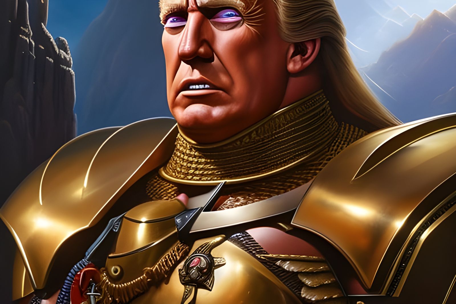 Donald Trump Warrior Portrait in Bronze Armor