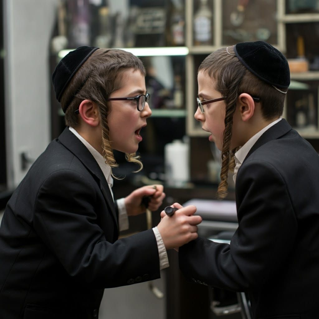 Tension Between Haredi Youths in a Barber Shop