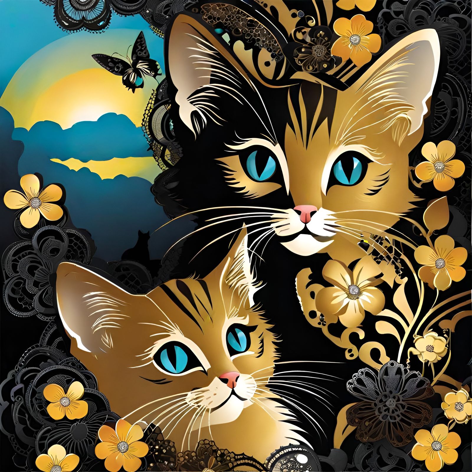 Gothic Lace Kitten in Haute Couture Style