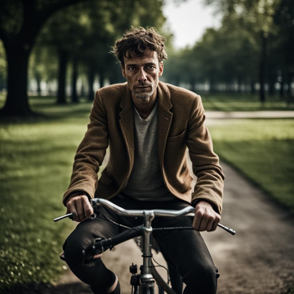 Park Portrait with Bicycle in Natural Ambient Light
