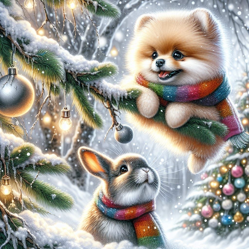 Whimsical Winter Wonderland in Vibrant Watercolor