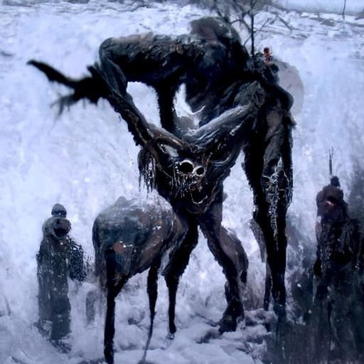 Terrifying Wendigo in Gothic Horror Style