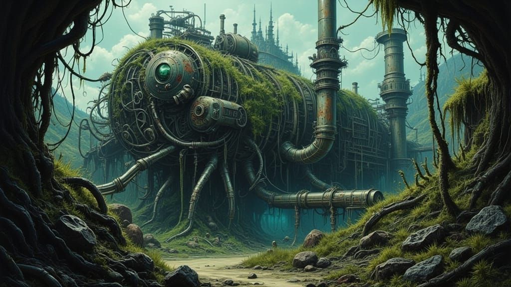 Overgrown Alien Plant in Matte Painting Style