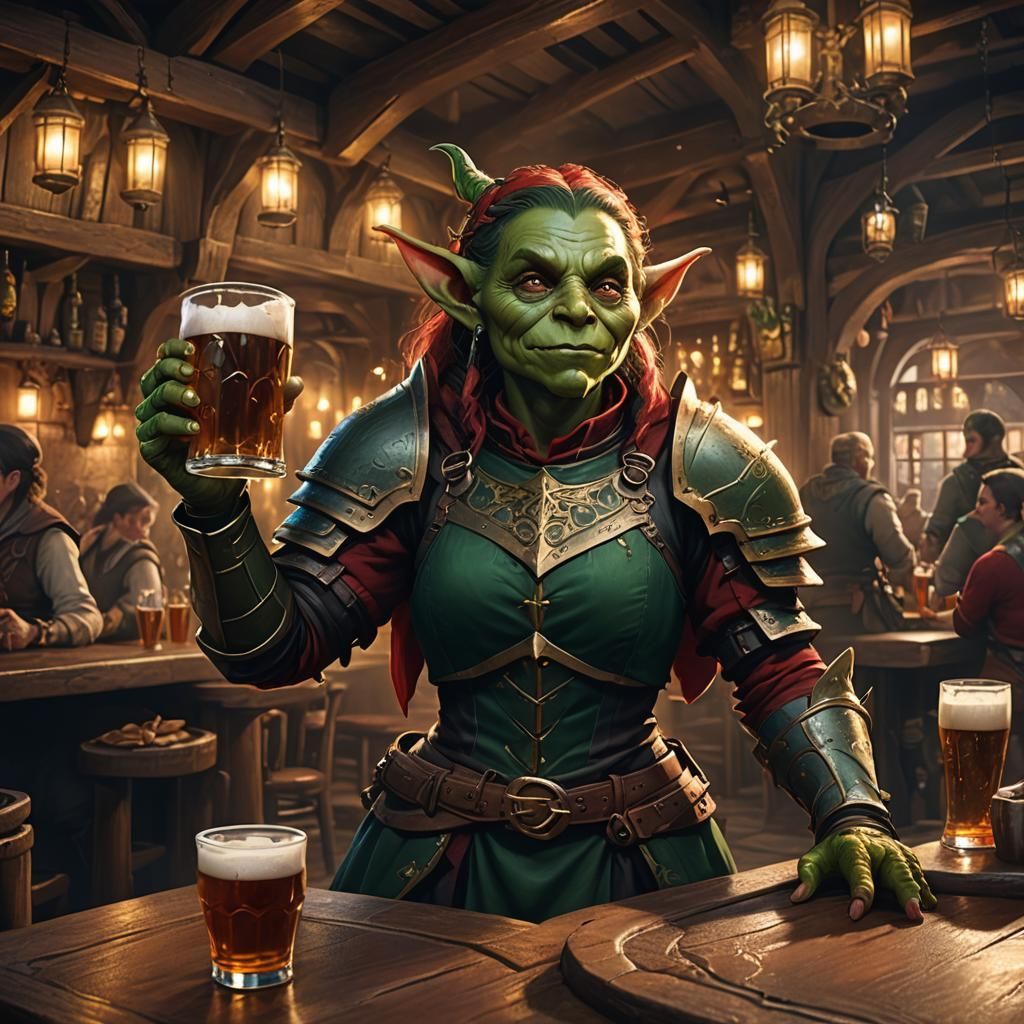 Goblin Tavern Scene in High-Fantasy Style