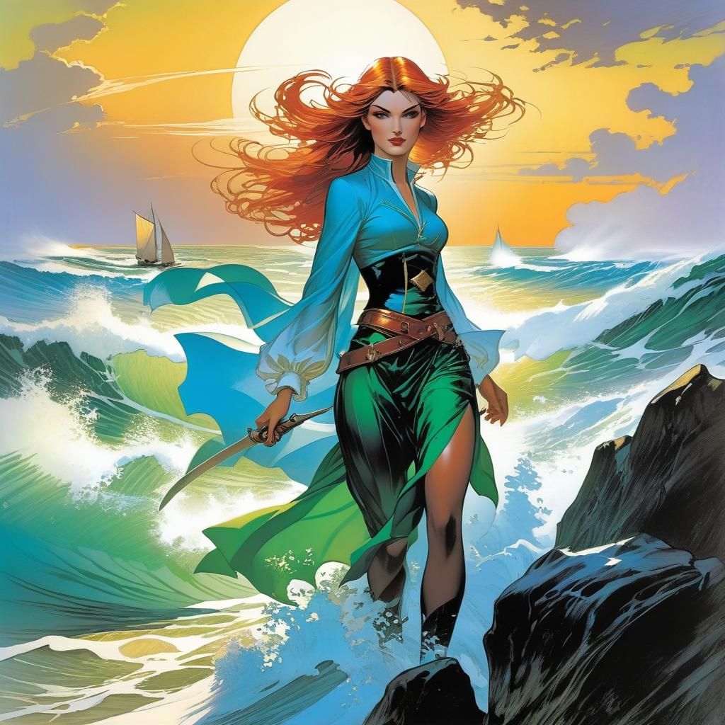 Pirate Ship at Sea: Golden Age Illustration