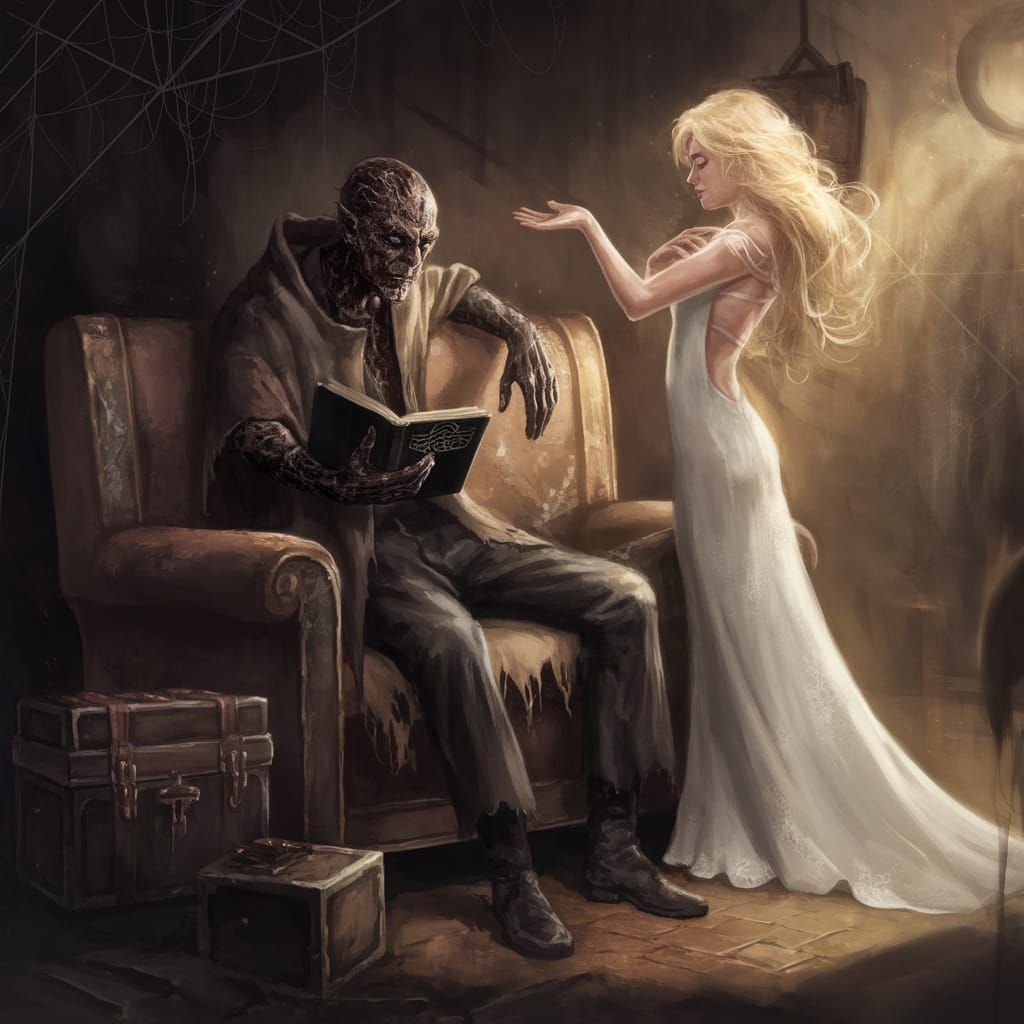 Ancient Gaunt Man in Haunting Hideout Scene