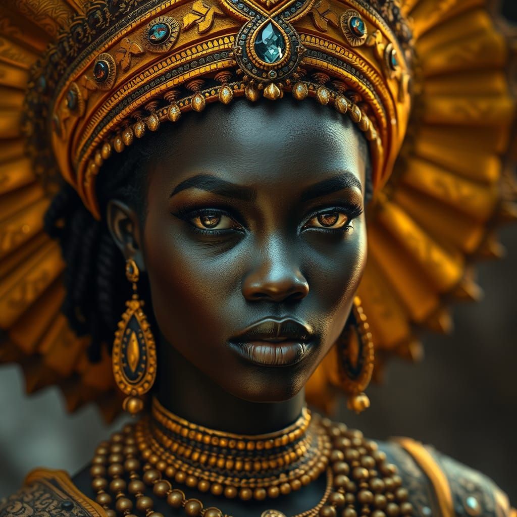 Majestic African Goddess in a Fantasy Realm