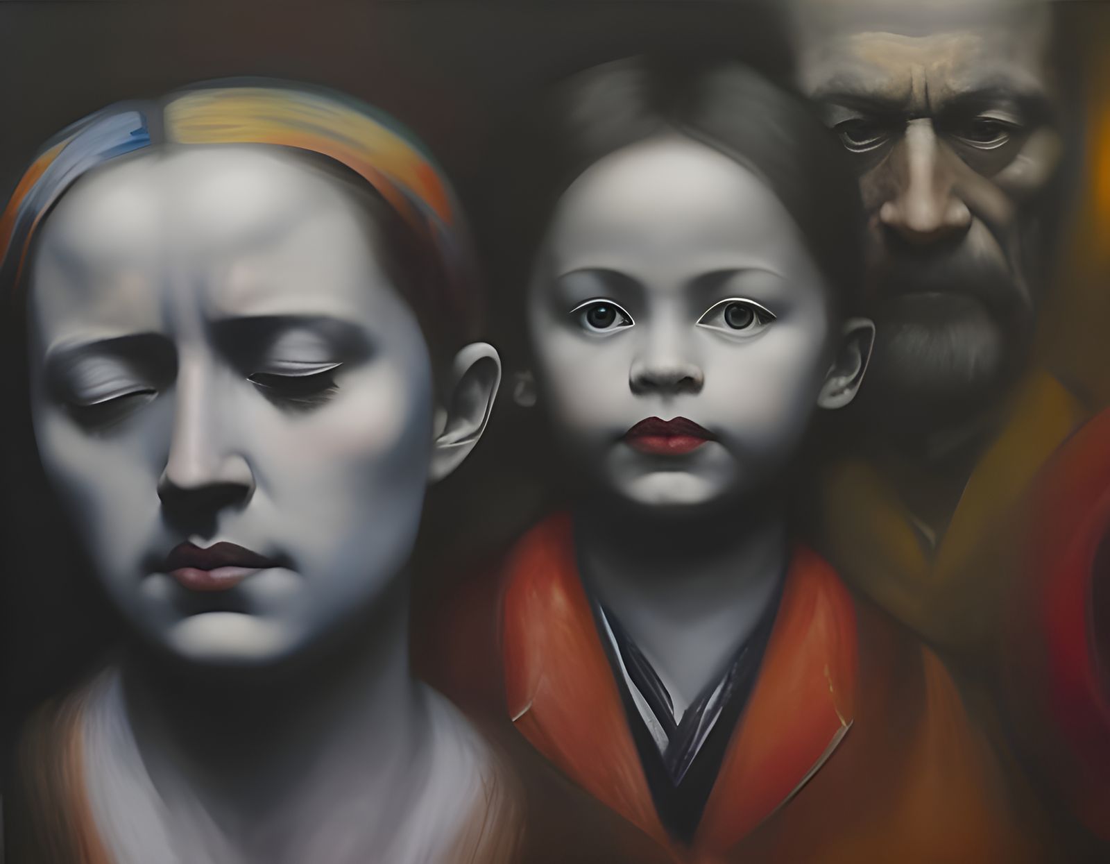 Expressionist Family Portrait in Charcoal