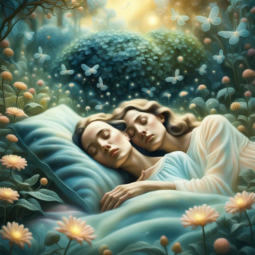 Dreamy Surrealism of a Woman in Lush Garden