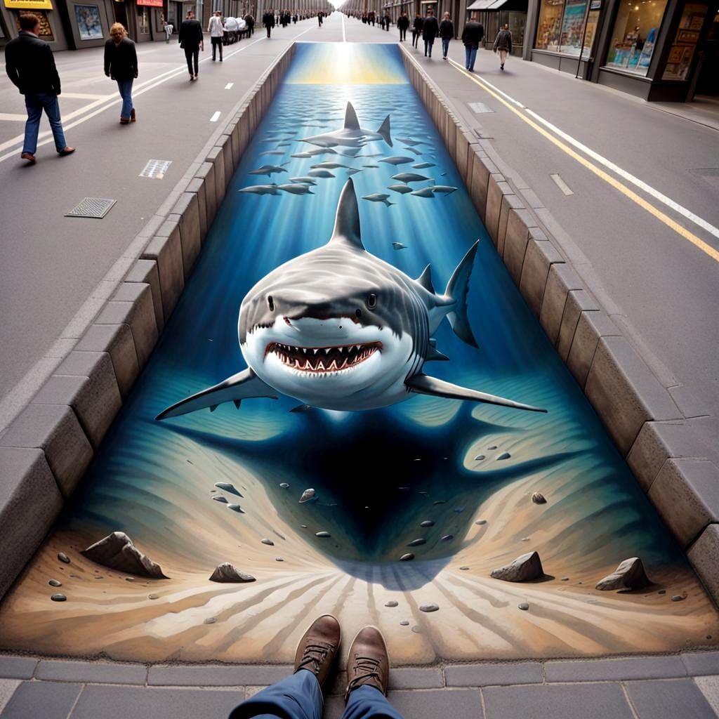 3D Optical illusion street art.