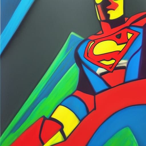 Abstract Superhero Art with Complementary Colors