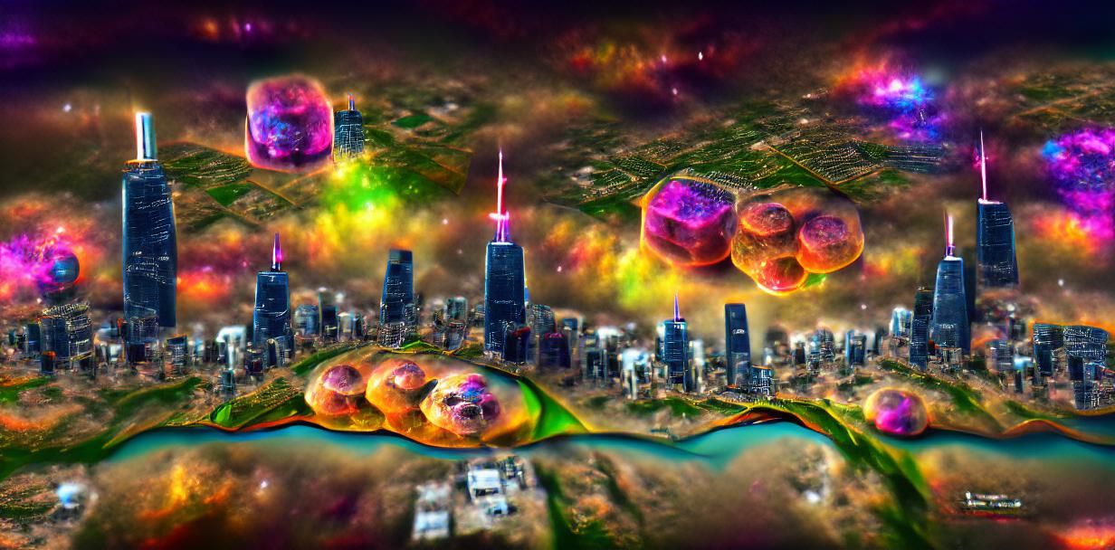Multiverse Rips Open Above Chicago: Sci-Fi Digital Art