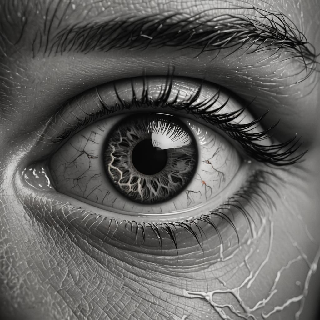 Hyperrealistic Eye Portrait in Black and White