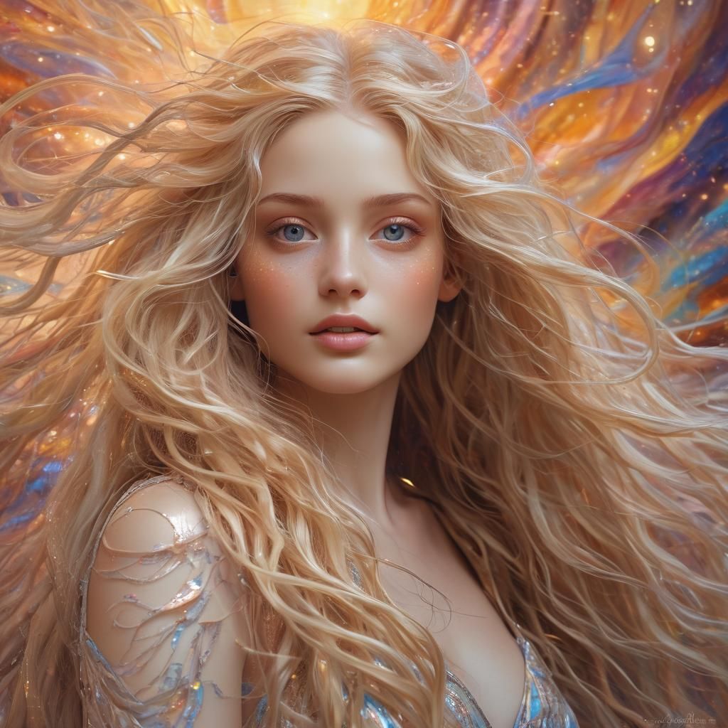 Mystical Goddess with Multicolored Eyes in Surreal Style