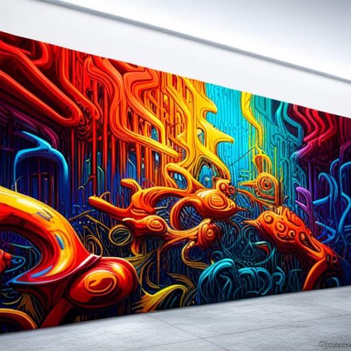 Colorful Cybernetic Graffiti in Splash Art Style