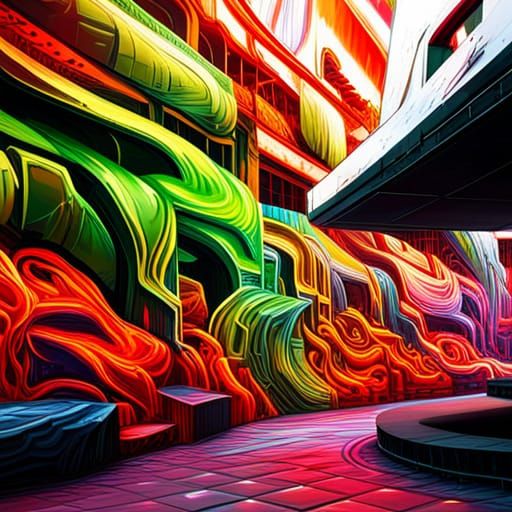 Cybernetic Wallpapers in Graffiti Splash Art Style