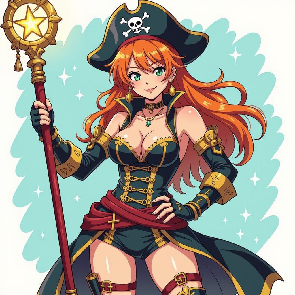 Nami in Pirate Outfit with Weather Staff
