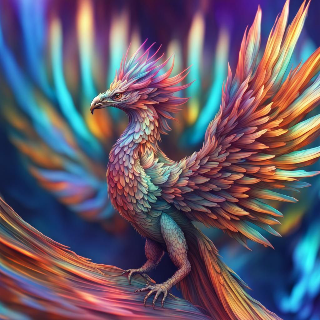 Iridescent Bismuth Phoenix in Photorealistic Detail