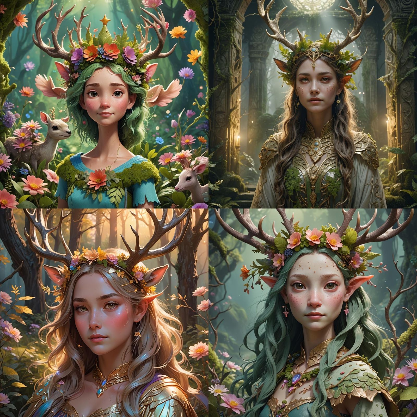 Deer Axolotl Hybrid Character in Pixar Disney Style