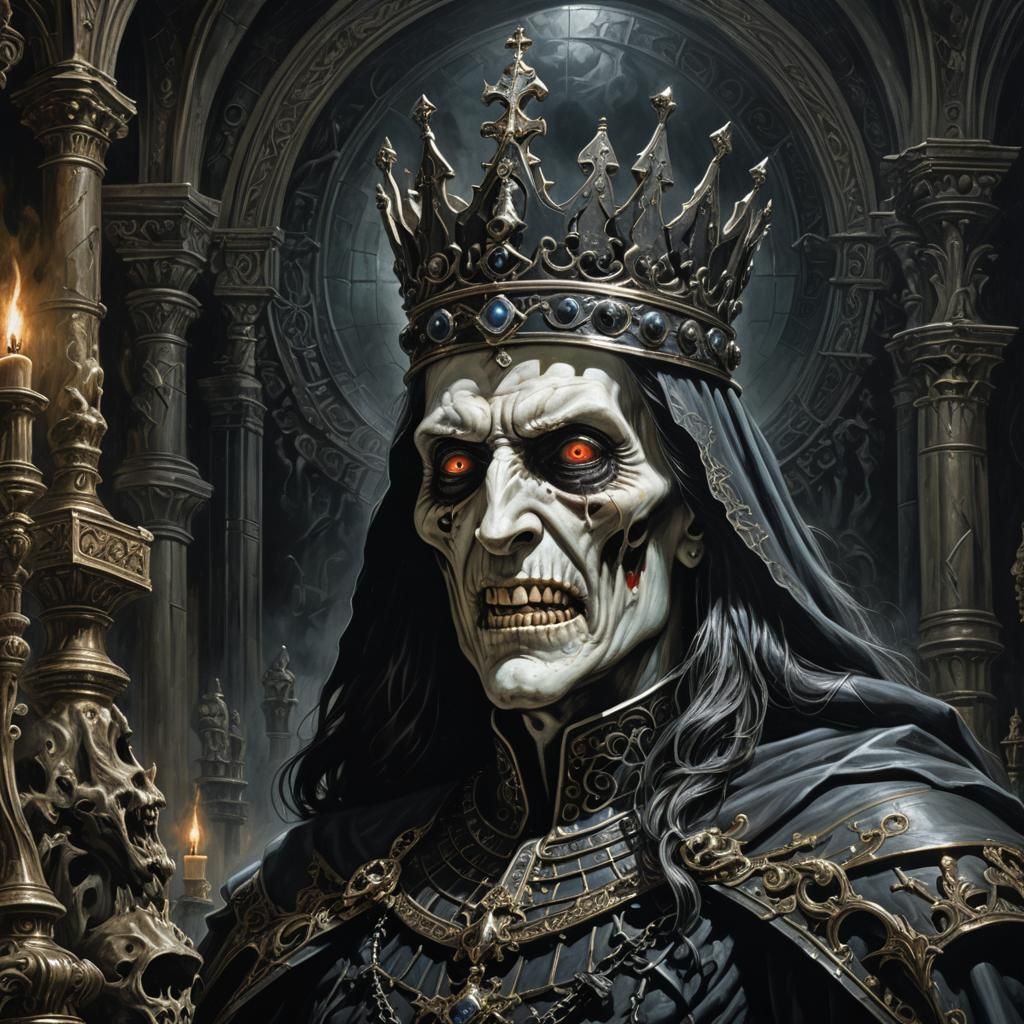 Dark Fantasy Chessboard Horror in Baroque Style