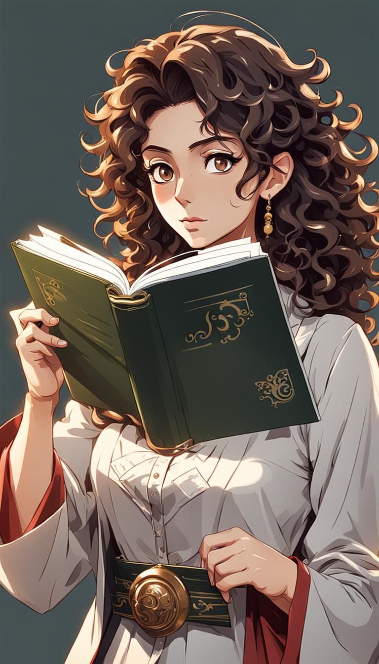 Anime Portrait: Pakistani Woman Reading a Book