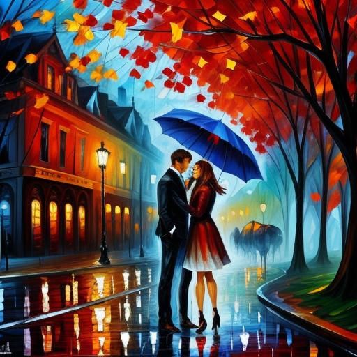 Passsionate Embrace in an Impressionistic Style