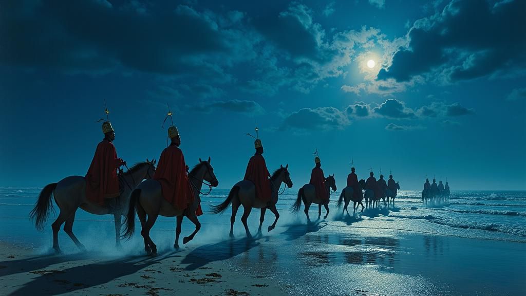 Russian Orthodox Clergy Ride Horses on Beach