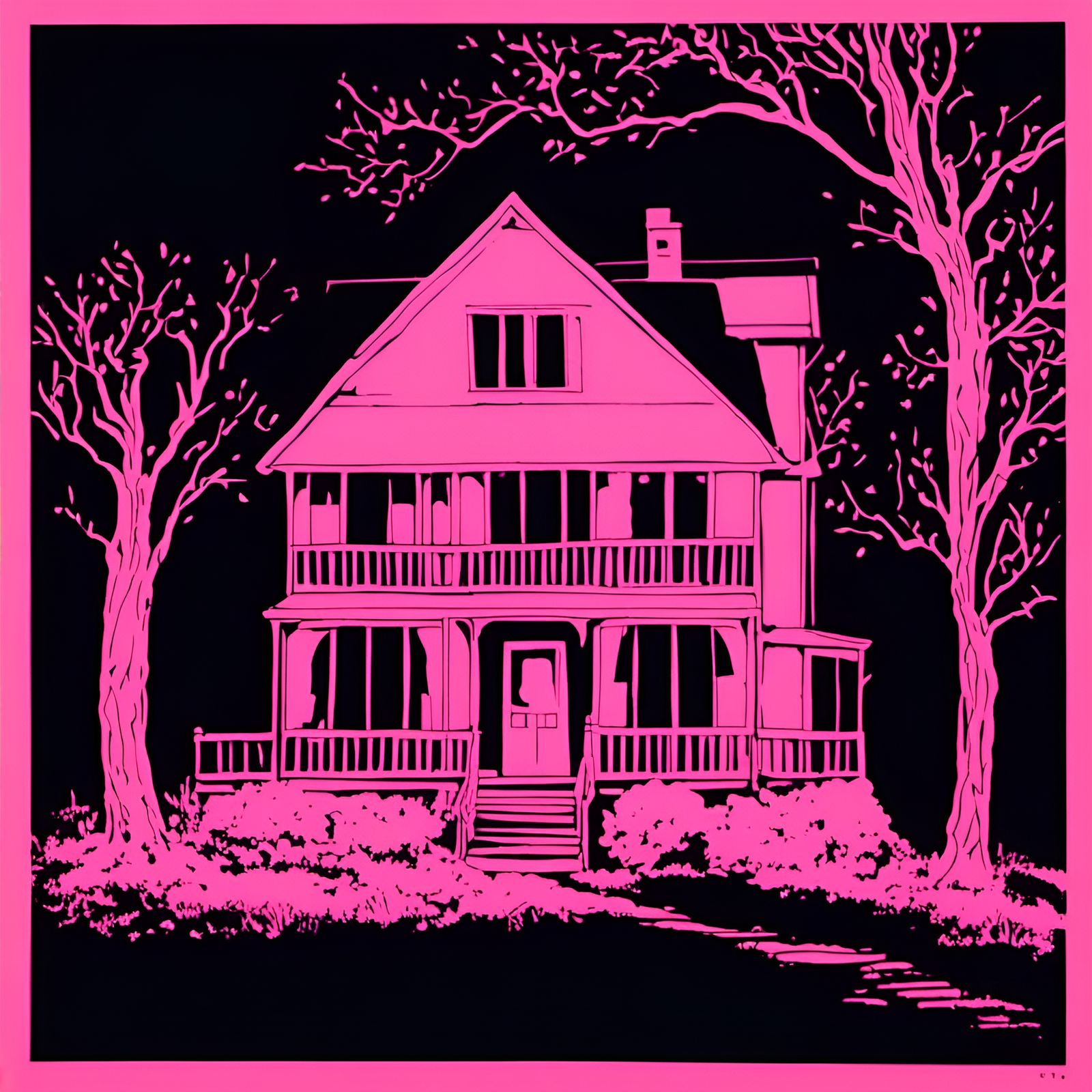 High Contrast Pink House Screen Print