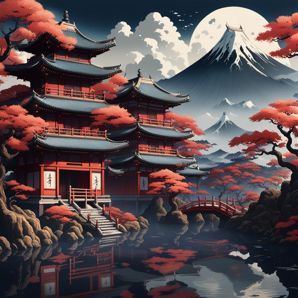Detailed Ukiyo-e Fantasy Concept Art