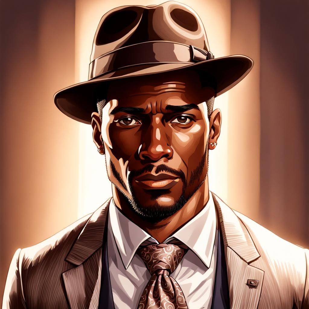 A handsome chocolate skinned man wearing a fedora hat