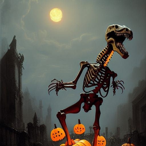 Skeleton Riding Laser-Firing Cyborg T-Rex