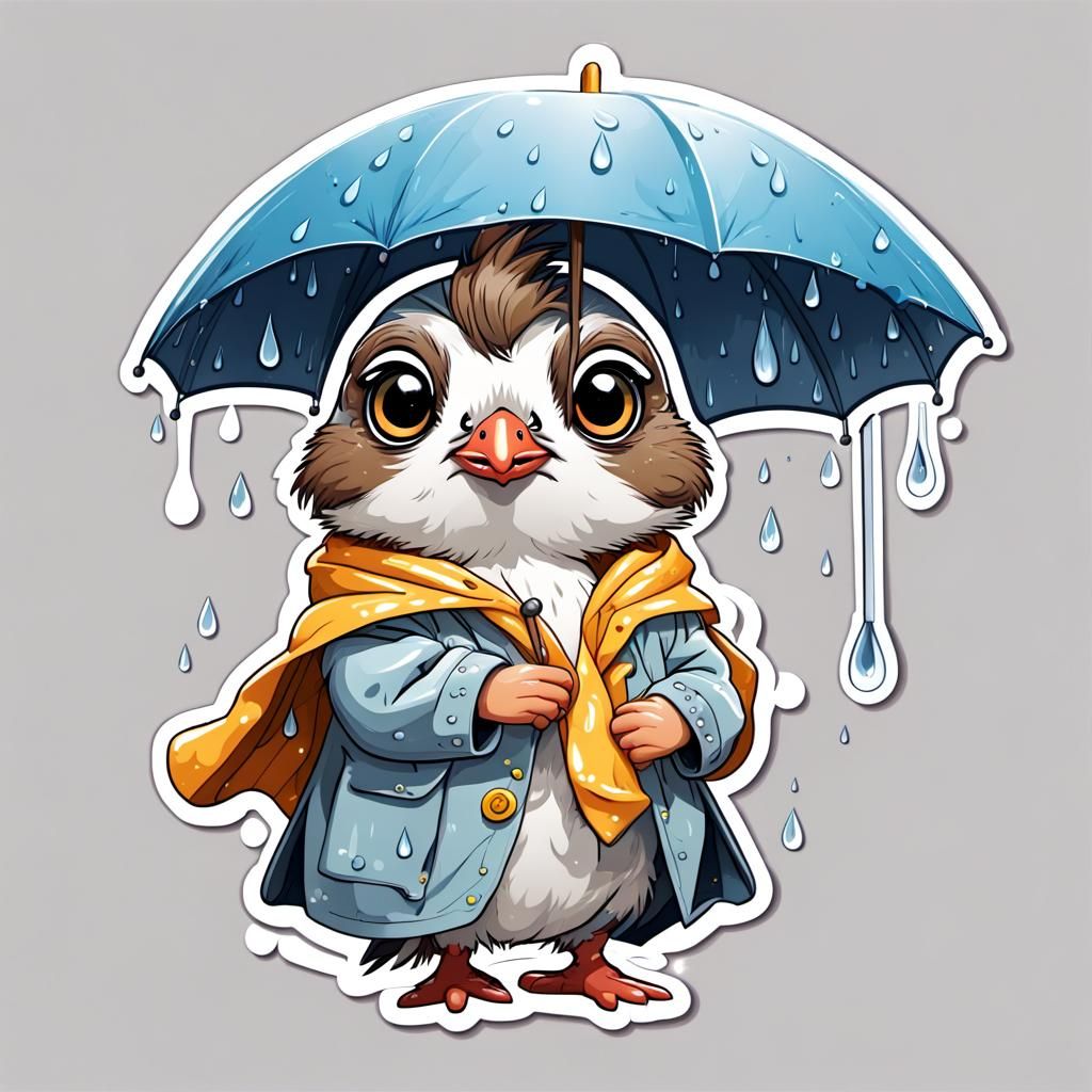 Cute Quail Sticker in Cartoon Style