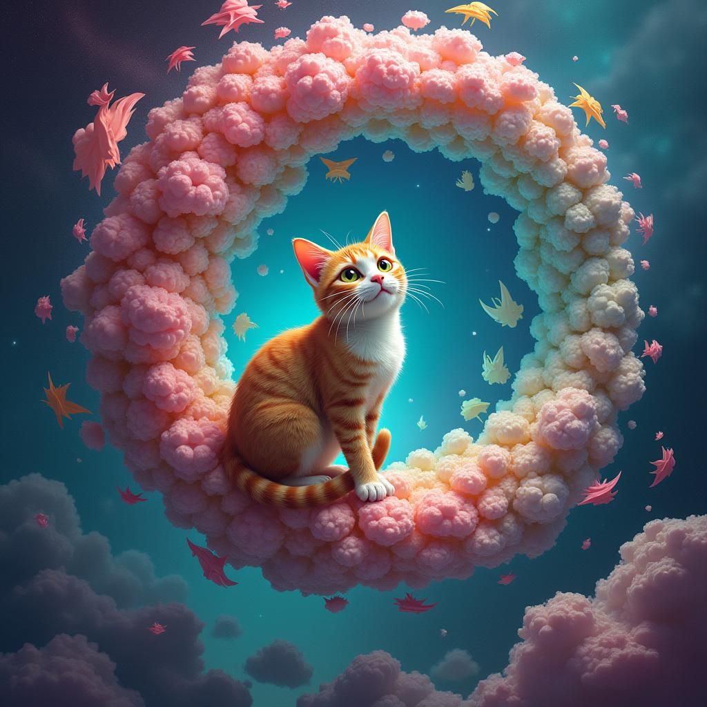 Cat in a Mindscape: Dreamlike Fantasy Art