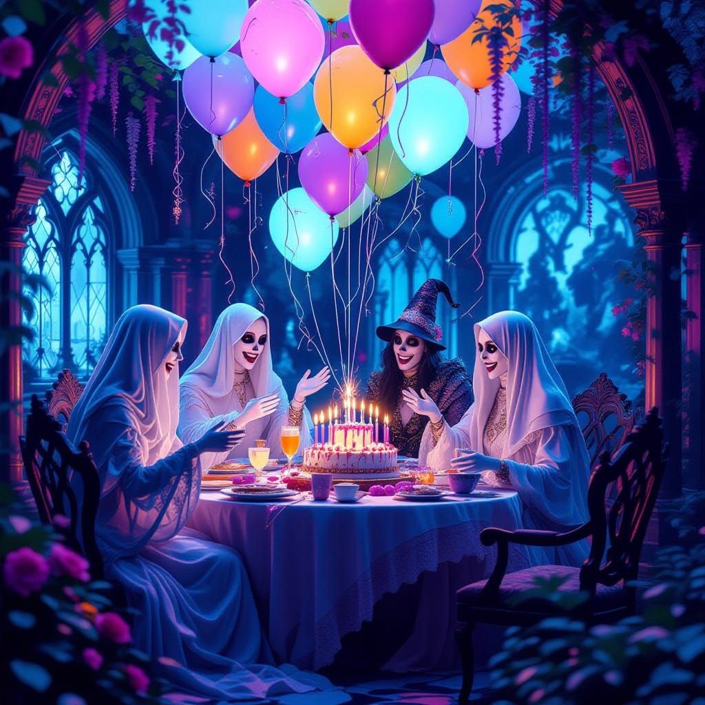 Ghosts Celebrate Birthday Party in Fantastical Style