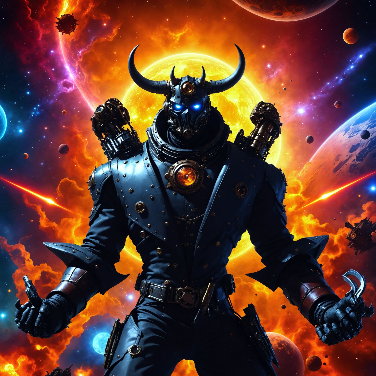 Sci-Fi Hero Battles Demon in Space