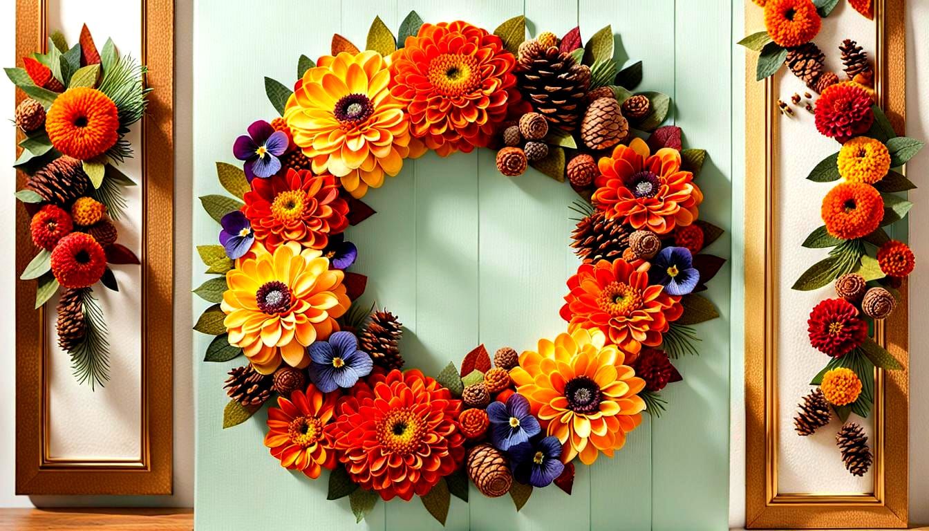 Autumn Floral Wreath with Textural Elements