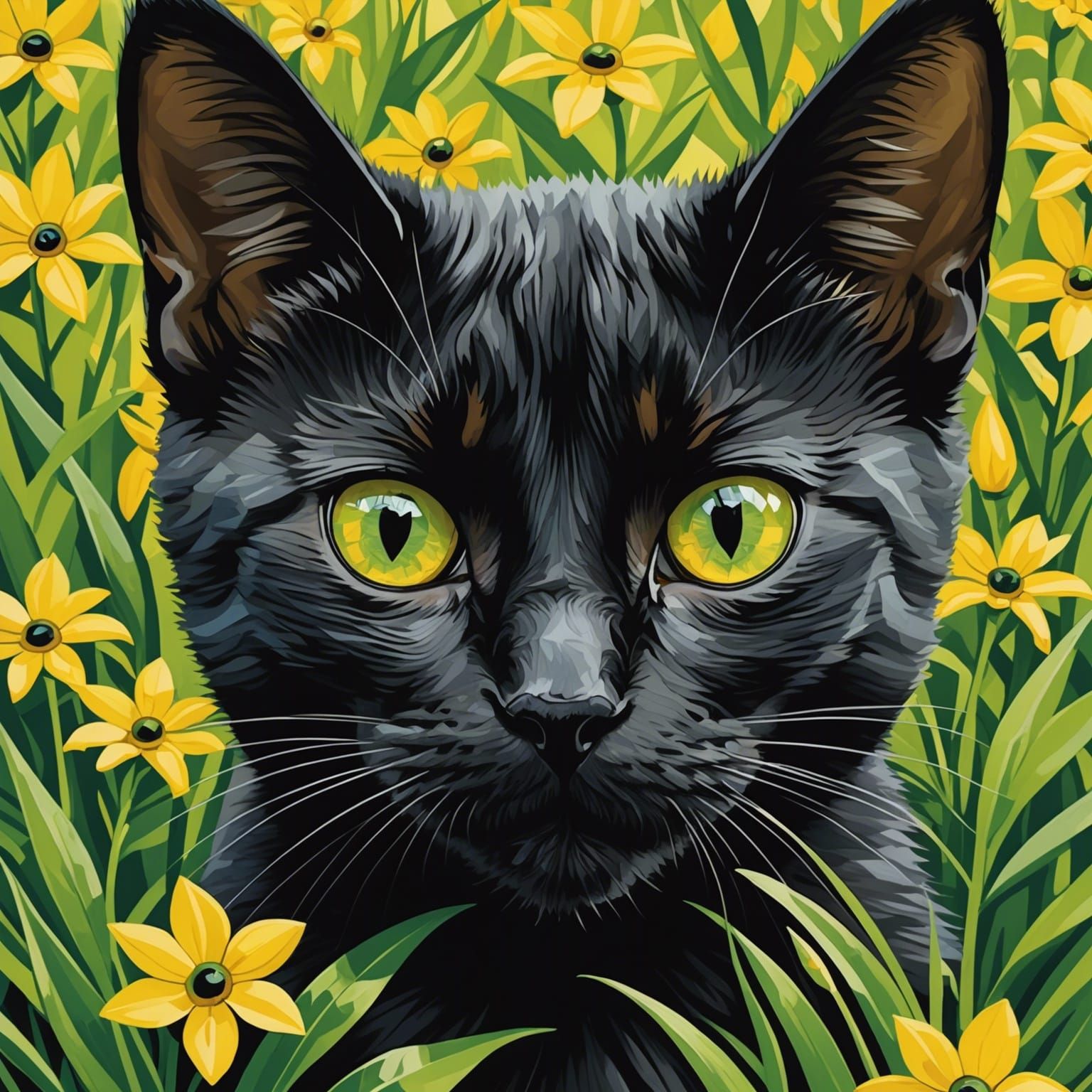 Black Kitten's Eyes: Cubism, Expressionism, Baroque Fusion